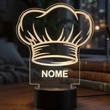 Luminária 3D Personalizada Chef de Cozinha com LED