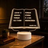 Luminária LED 3D de Bíblia