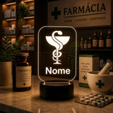 Luminária LED 3D de Farmácia