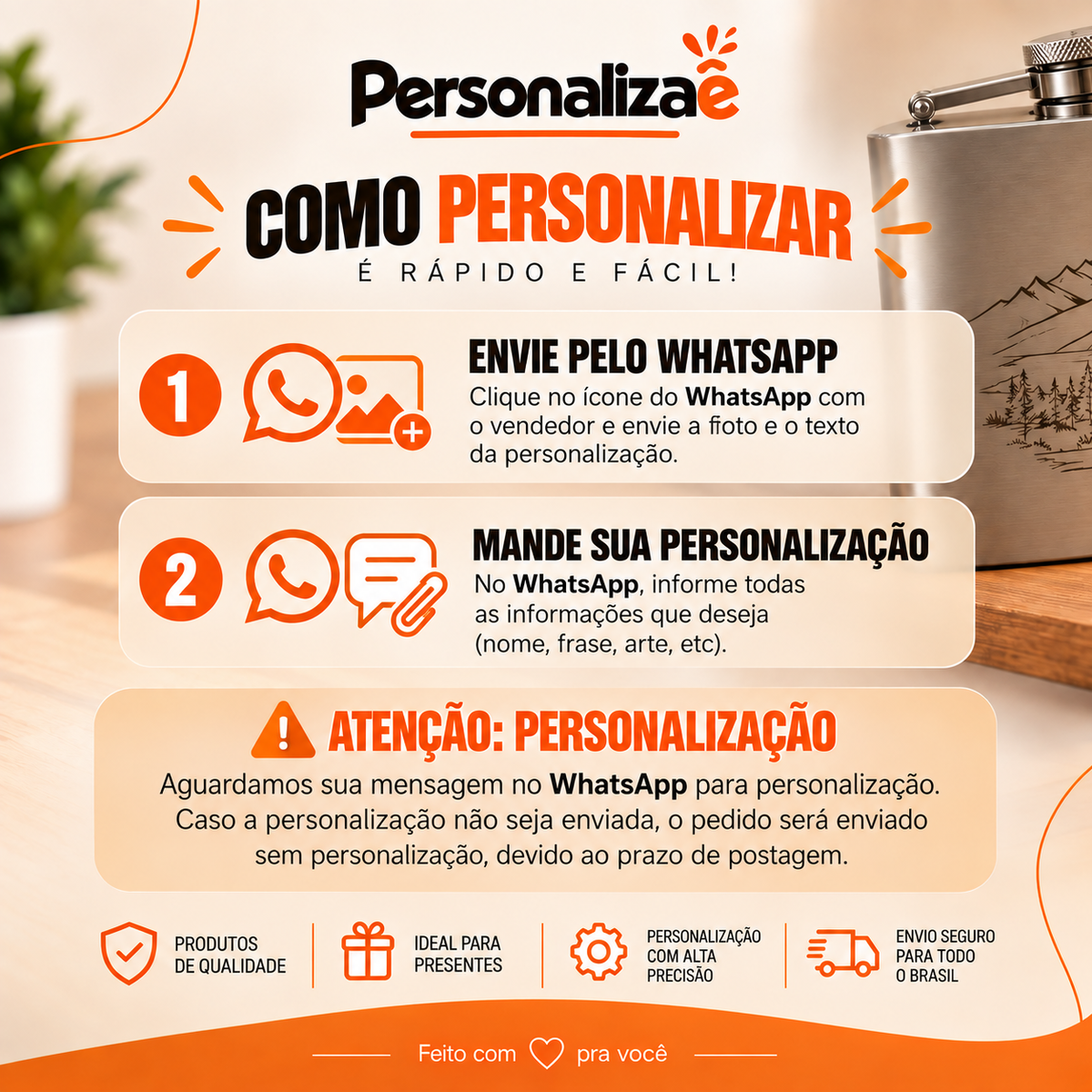 Garrafa Térmica 500ml Personalizada em Aço Inox 304 - BRANCO