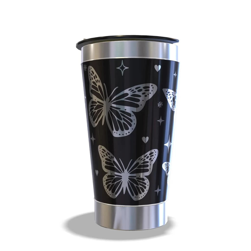 Copo Térmico 473ml Personalizado com Nome e Borboleta - Padrão