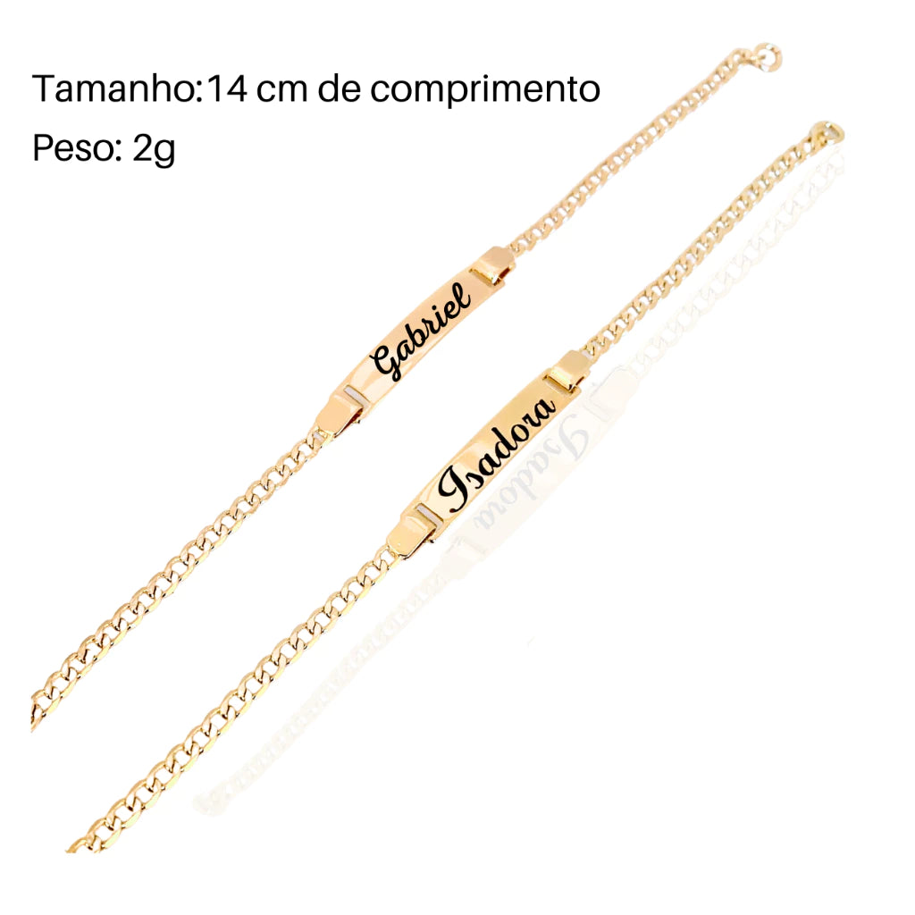 Pulseira Infantil Personalizada Banhada a Ouro 18K