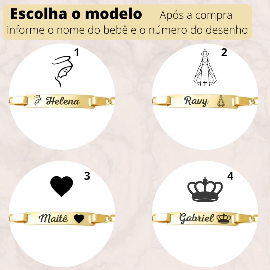 Pulseira Infantil Personalizada Banhada a Ouro 18K