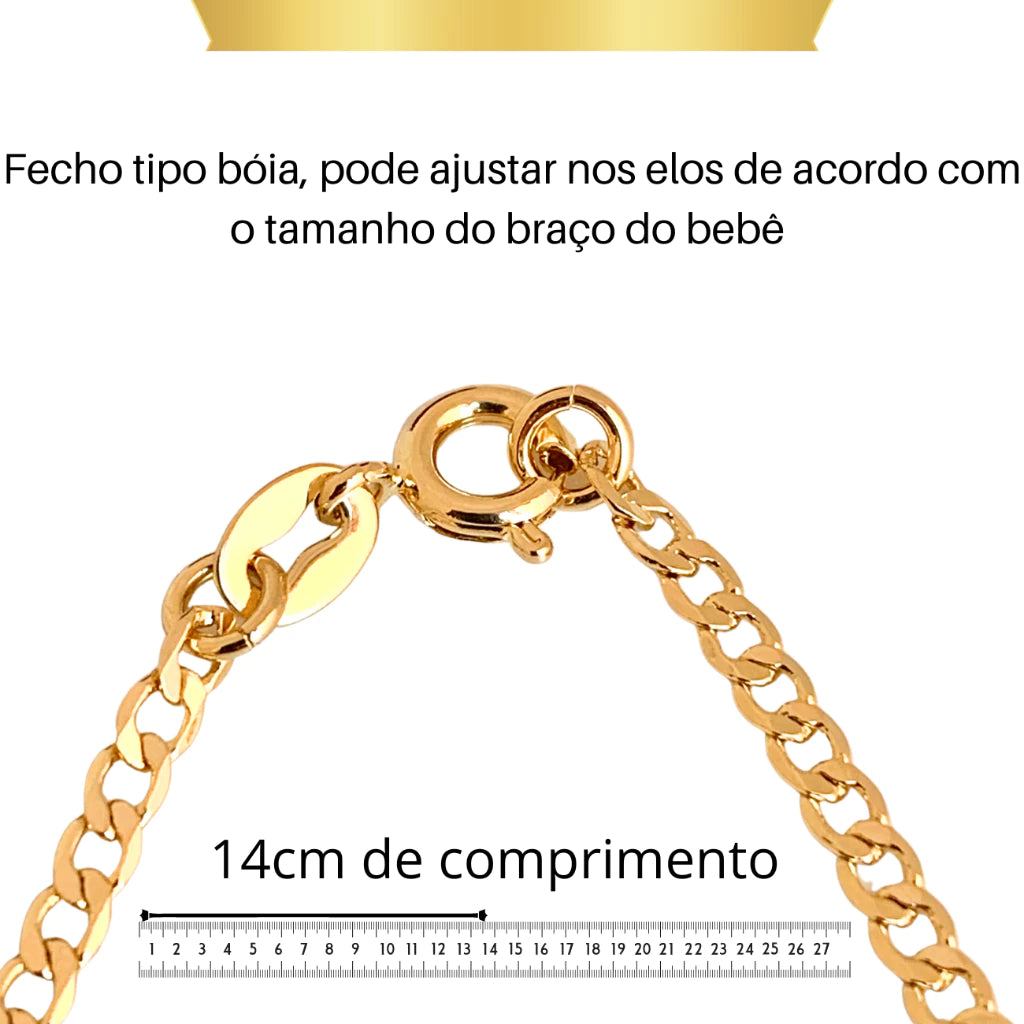 Pulseira Infantil Personalizada Banhada a Ouro 18K