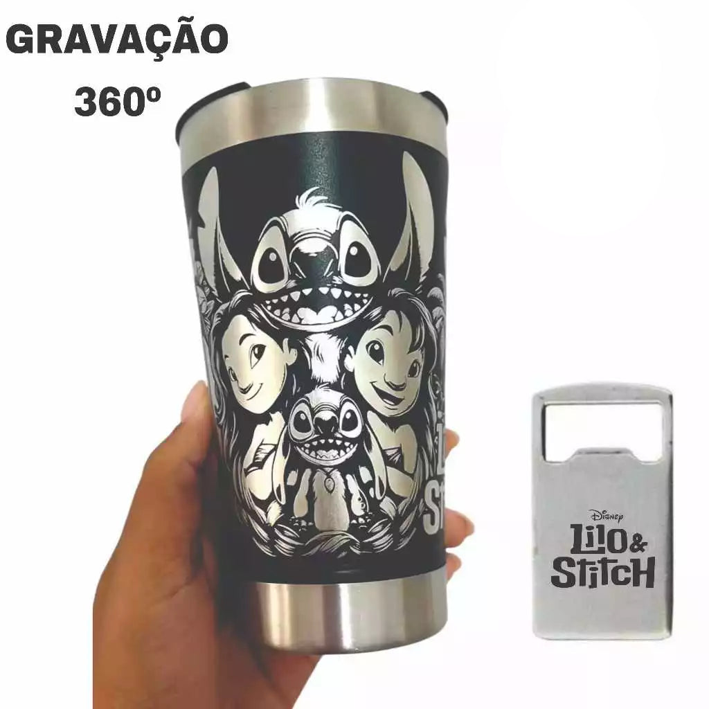 Copo Térmico 473ml Personalizado Stitch Gravação 360°