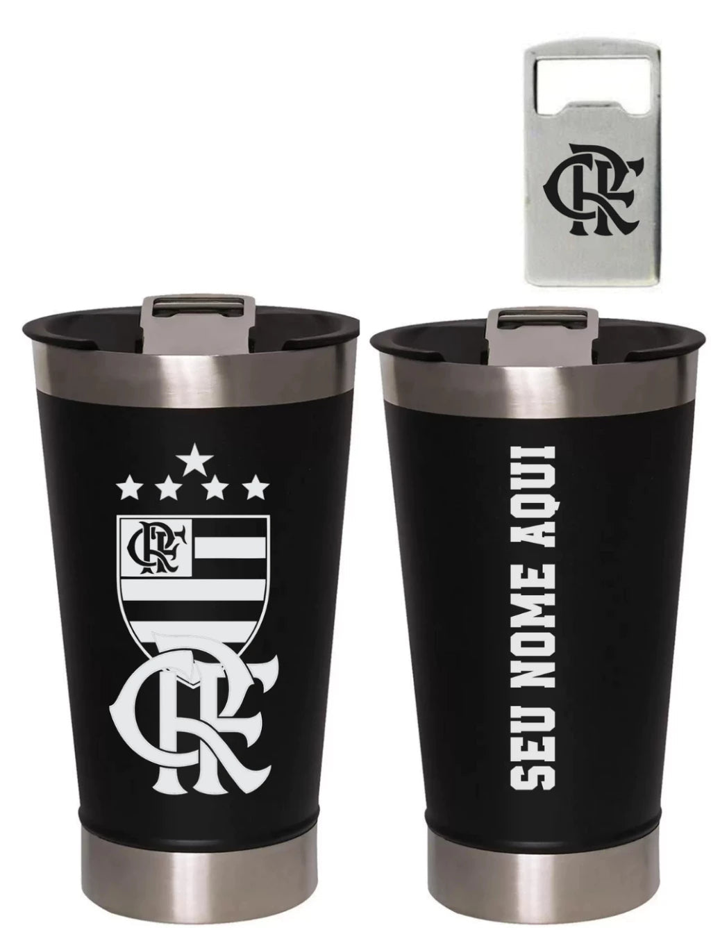 Copo Térmico 473ml Personalizado com Time de Futebol - Flamengo