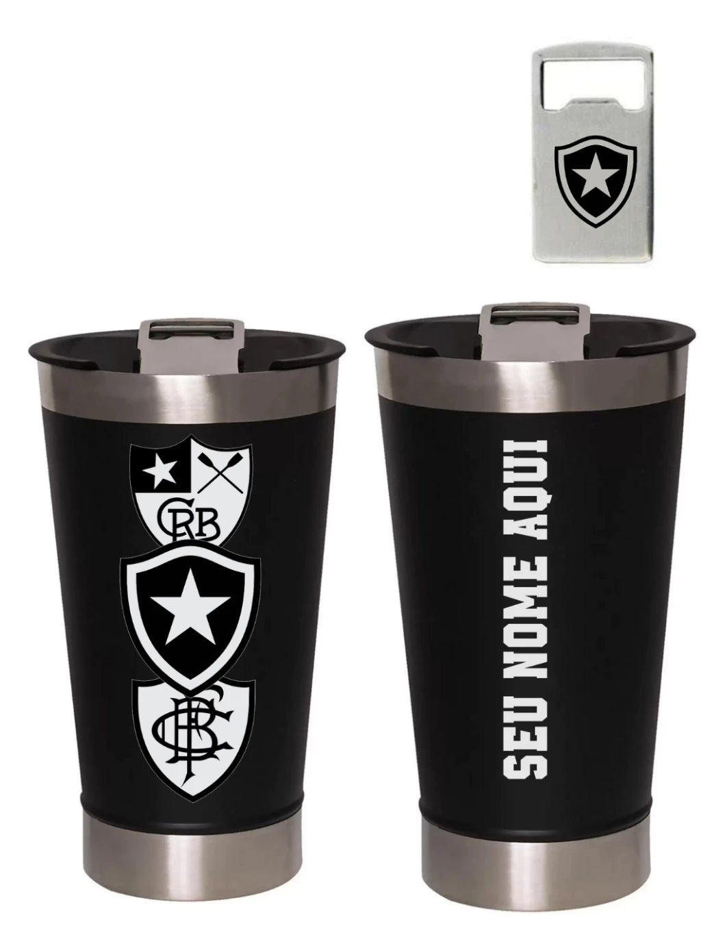 Copo Térmico 473ml Personalizado com Time de Futebol - Botafogo