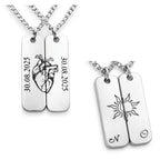 Kit 2 Colares Personalizados para Casal em Aço Inox - 45cm e 45cm