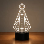 Luminária LED 3D Nossa Senhora Aparecida, Modelo 1 - 16 Cores Branco