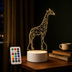 Luminária LED 3D de Girafa - 16 Cores Preto