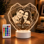 Luminária LED 3D Personalizada para Casal - 16 Cores branco
