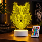 Luminária LED 3D de Lobo - 16 Cores Branco