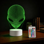 Luminária LED 3D de Extraterrestre - 16 Cores Preto