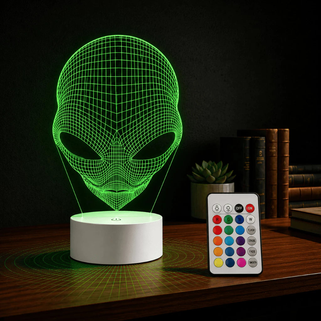 Luminária LED 3D de Extraterrestre - 16 Cores Preto