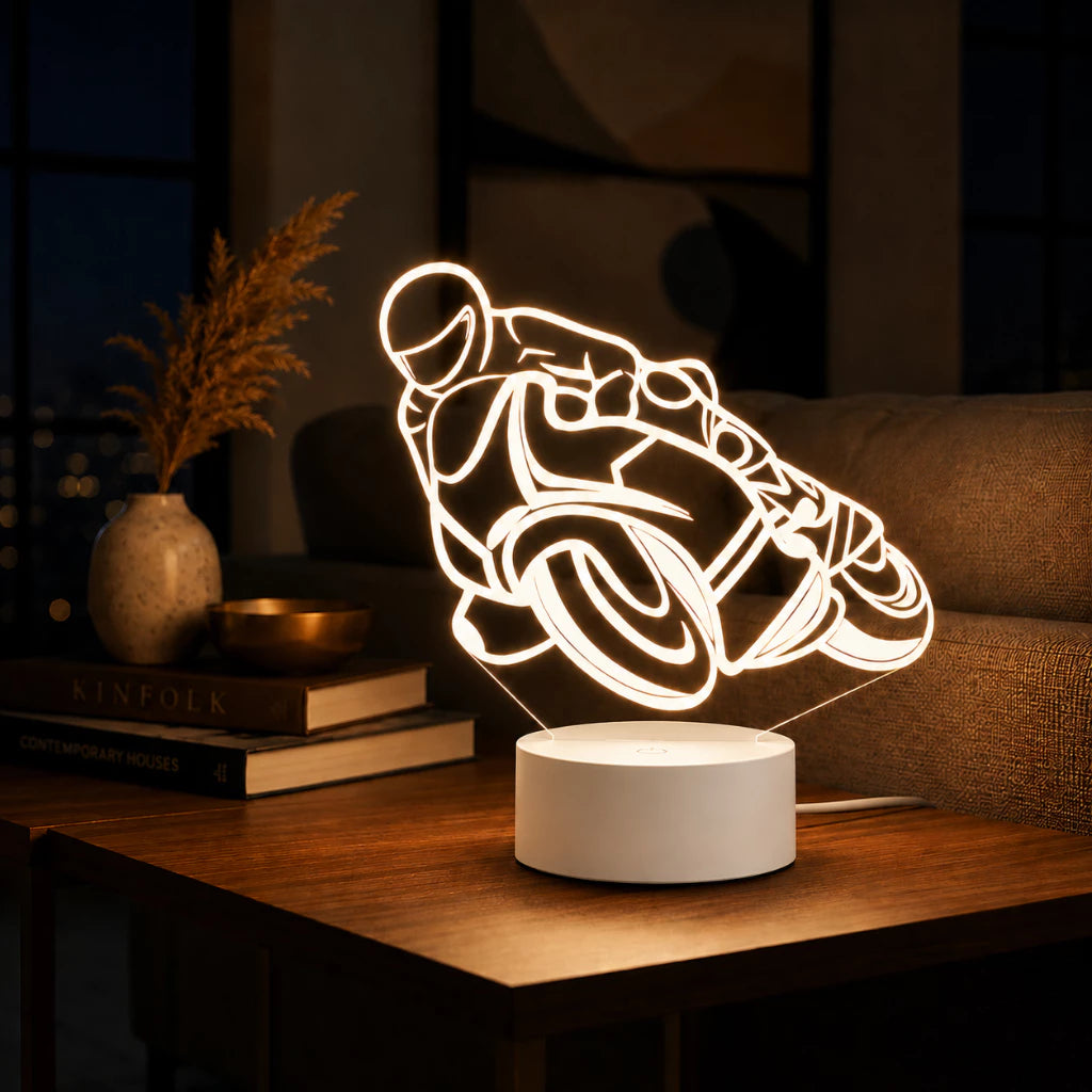 Luminária LED 3D de Motocicleta