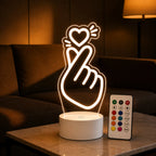 Luminária LED 3D Coração Coreano K-Pop - 16 Cores Branco