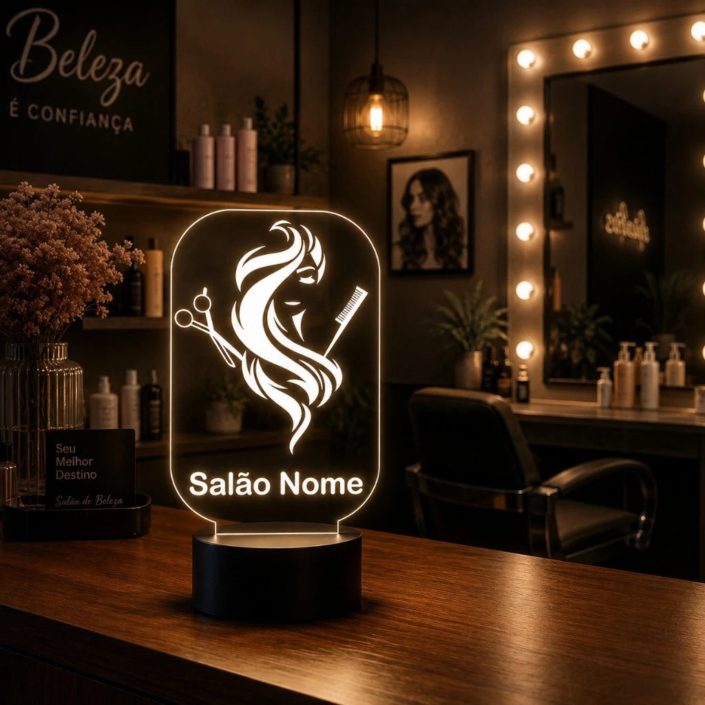 Luminária LED 3D de Salão de Beleza - 16 Cores preto