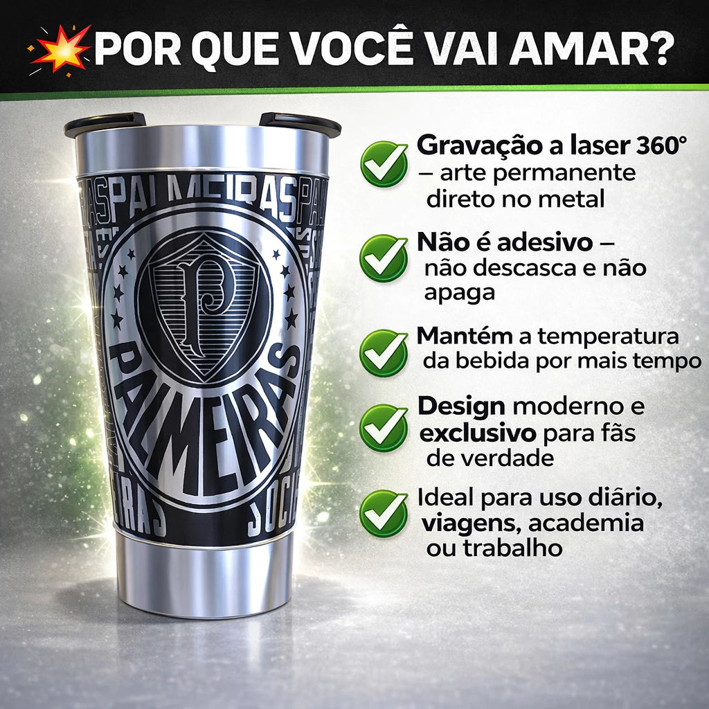 Copo Térmico 473ml Personalizado com Time e Gravação a Laser