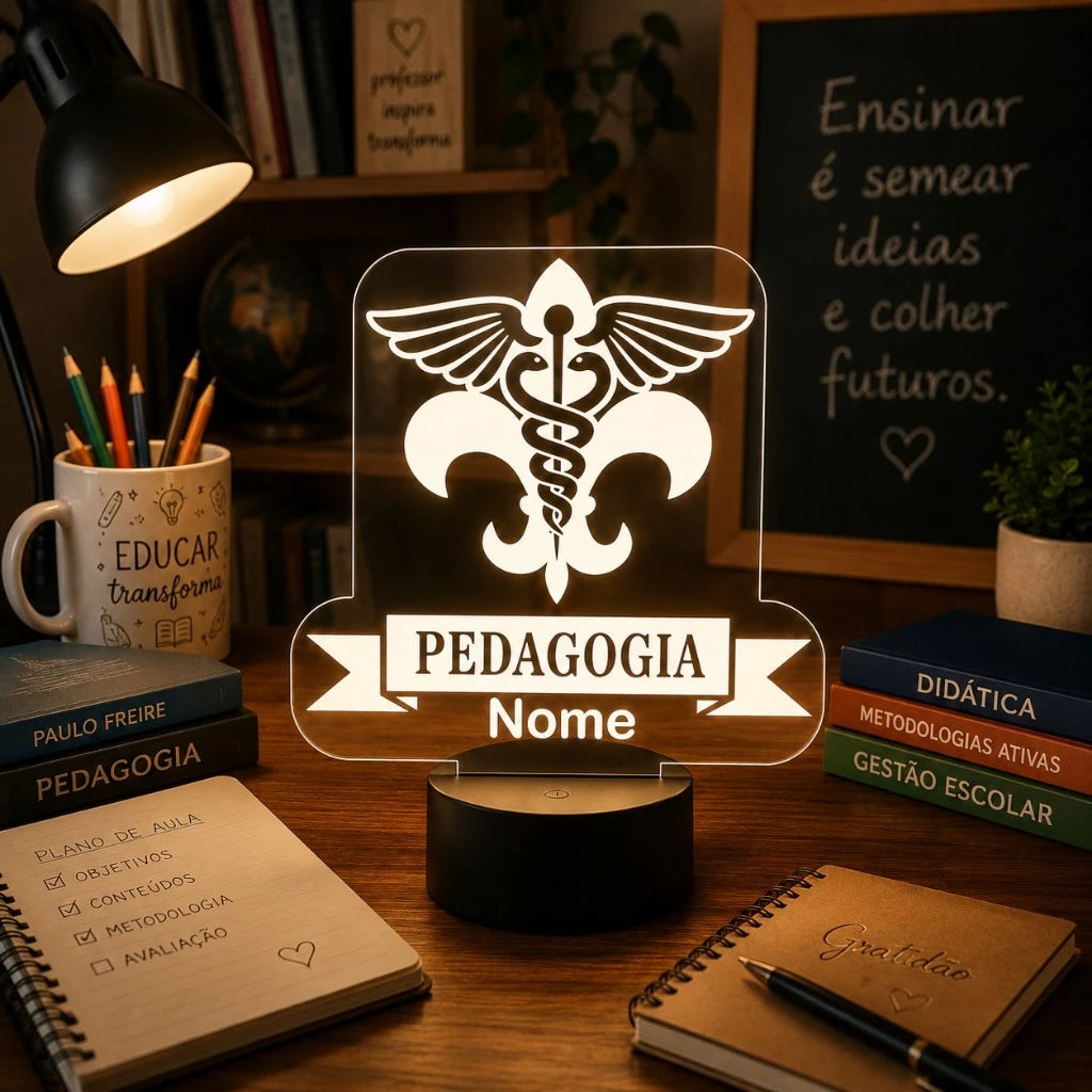 Luminária LED 3D de Pedagogia - 16 Cores preto