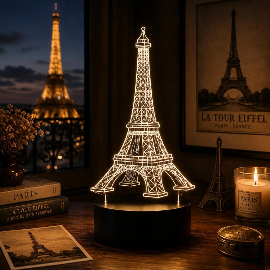 Luminária LED 3D Torre Eiffel - 16 Cores branco