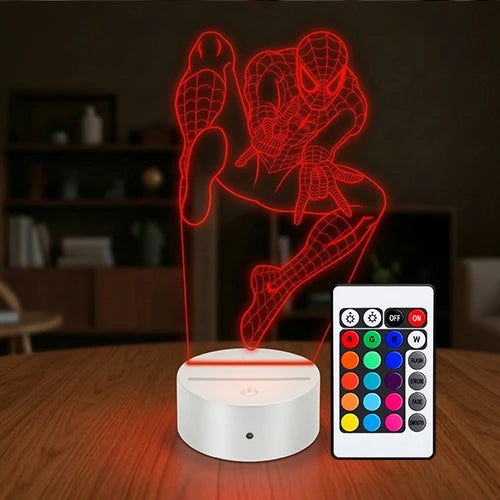 Luminária 3D Personalizada Homem-Aranha com LED 16 Cores - 16 cores Branco