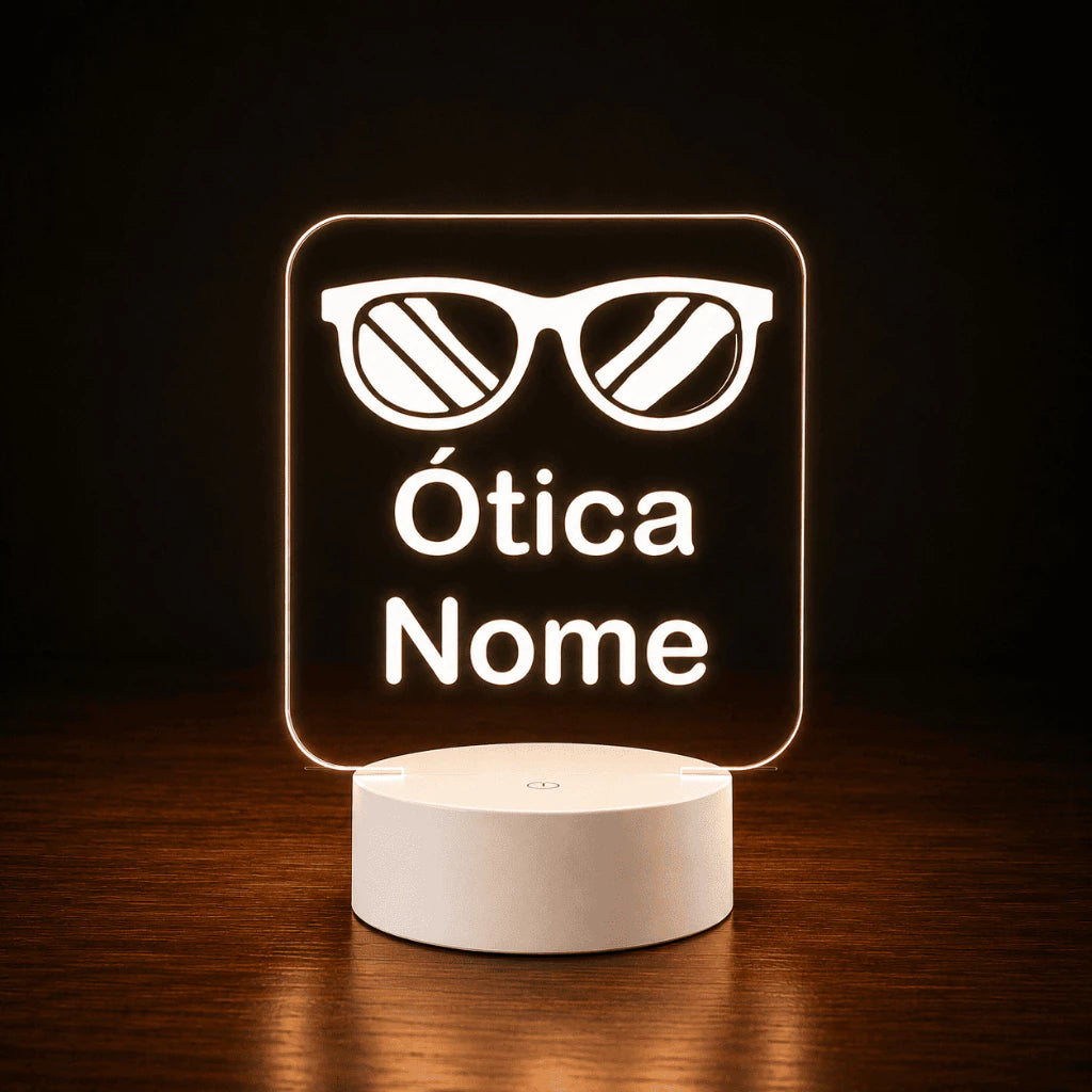 Luminária 3D Personalizada para Ótica com LED 16 Cores