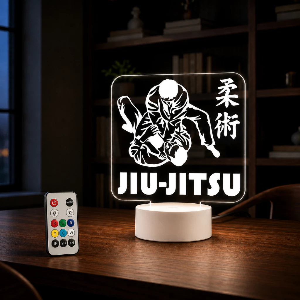 Luminária 3D Personalizada Jiu-Jítsu com LED 16 Cores - 16 Cores Preto