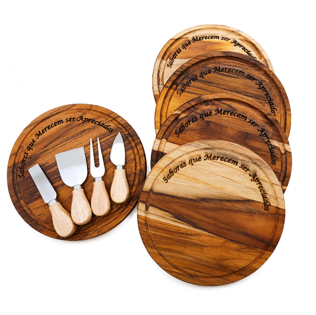 Tábua de Queijo Personalizada 25x25 cm com 4 Garfinhos - Caixa Com Caixa  personalizada