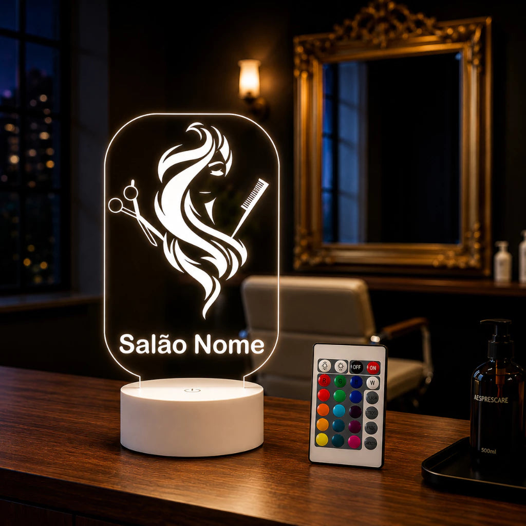 Luminária LED 3D de Salão de Beleza - 16 cores branco