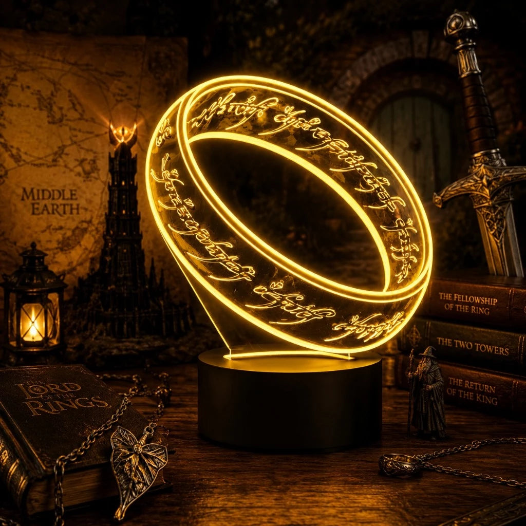 Luminária LED 3D do Anel de O Senhor dos Anéis - 16 Cores preto
