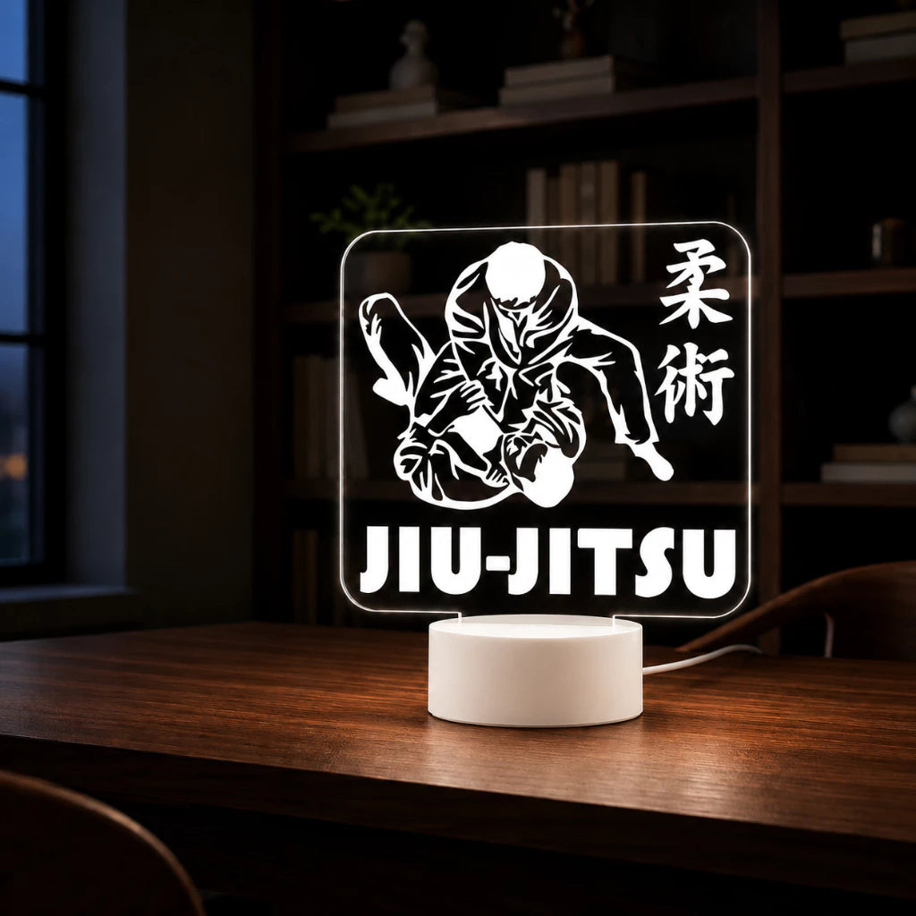 Luminária 3D Personalizada Jiu-Jítsu com LED 16 Cores