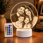 Luminária LED 3D Personalizada com Foto da Família - 16 Cores branco