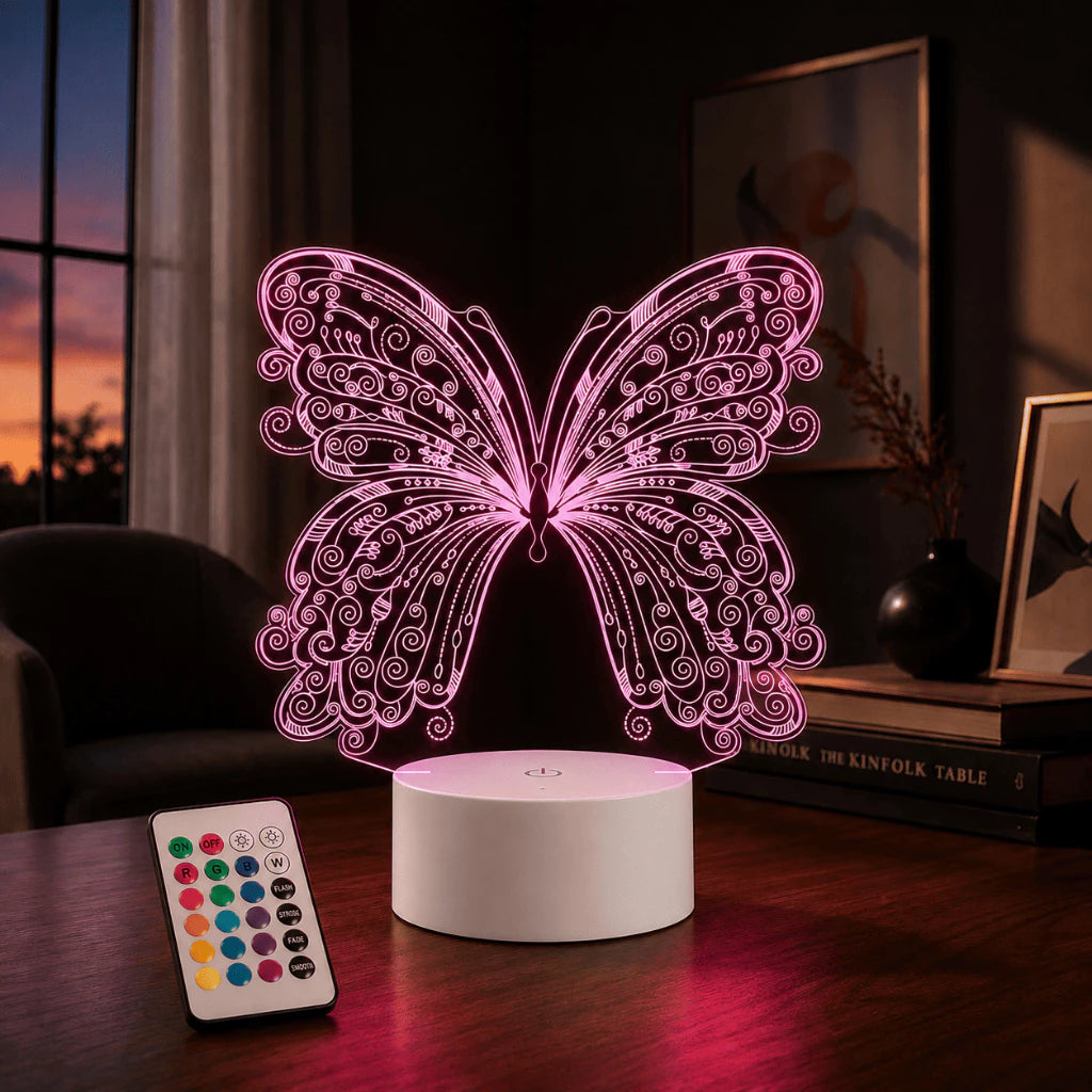 Luminária LED 3D de Borboleta - 16 Cores  Branco