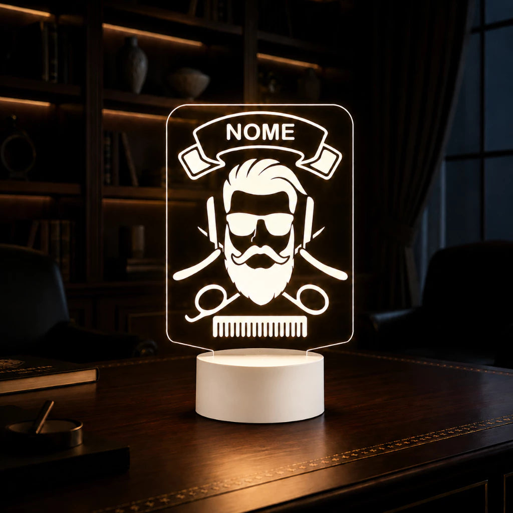 Luminária LED 3D de Barbearia