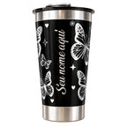 Copo Térmico 473ml Personalizado com Nome e Borboleta