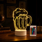 Luminária LED 3D de Cerveja - 16 Cores Preto