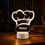 Luminária 3D Personalizada Chef de Cozinha com LED - 16 Cores Branco