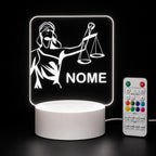 Luminária LED 3D de Direito e Justiça - 16 Cores Preto