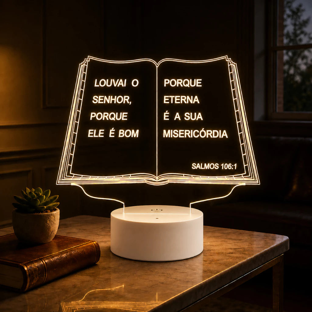 Luminária LED 3D de Bíblia