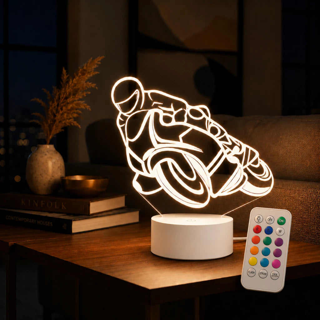Luminária LED 3D de Motocicleta - 16 Cores Branco