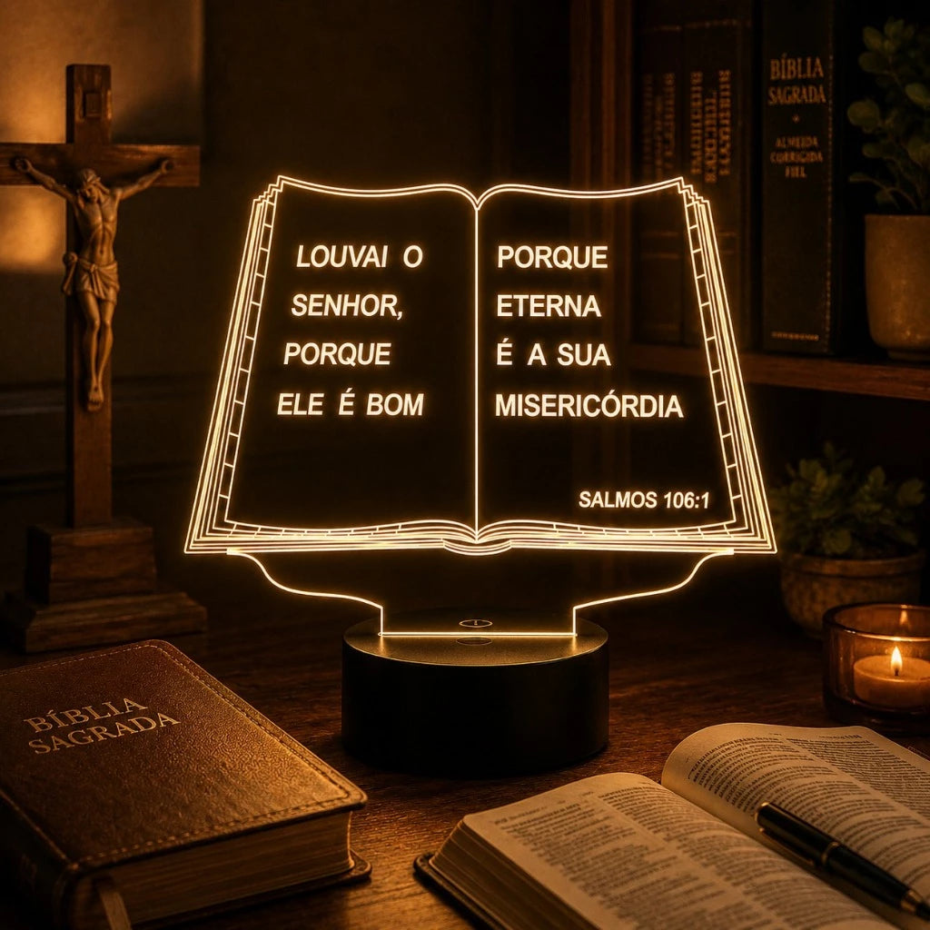 Luminária LED 3D de Bíblia - 16 Cores preto