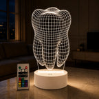 Luminária LED 3D de Dente para Dentista - 16 cores preto