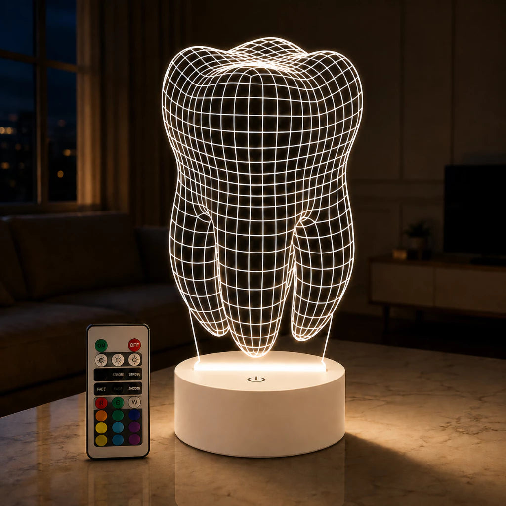 Luminária LED 3D de Dente para Dentista - 16 cores preto
