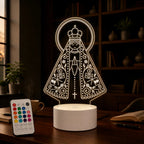 Luminária LED 3D Nossa Senhora Aparecida, Modelo 3 - 16 Cores Preto
