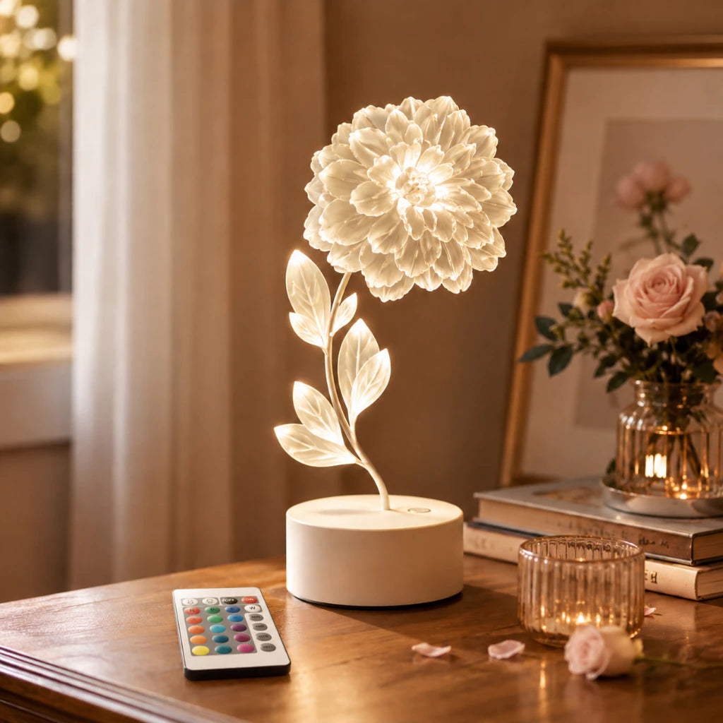 Luminária LED 3D de Flor - 16 cores Preto