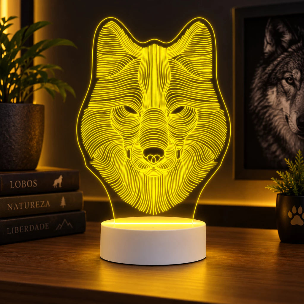 Luminária LED 3D de Lobo