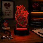 Luminária LED 3D de Coração para Cardiologista - 16 Cores preto