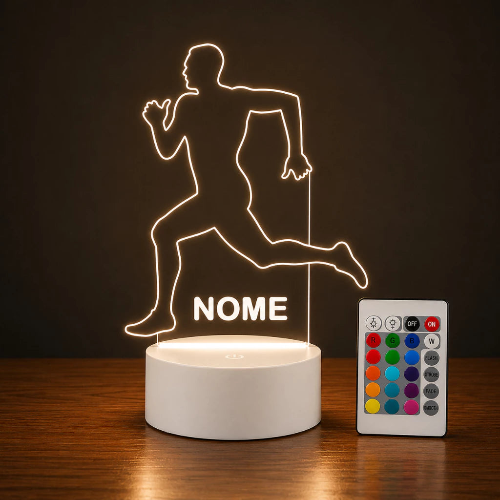 Luminária LED 3D de Atleta de Corrida - 16 Cores Preto
