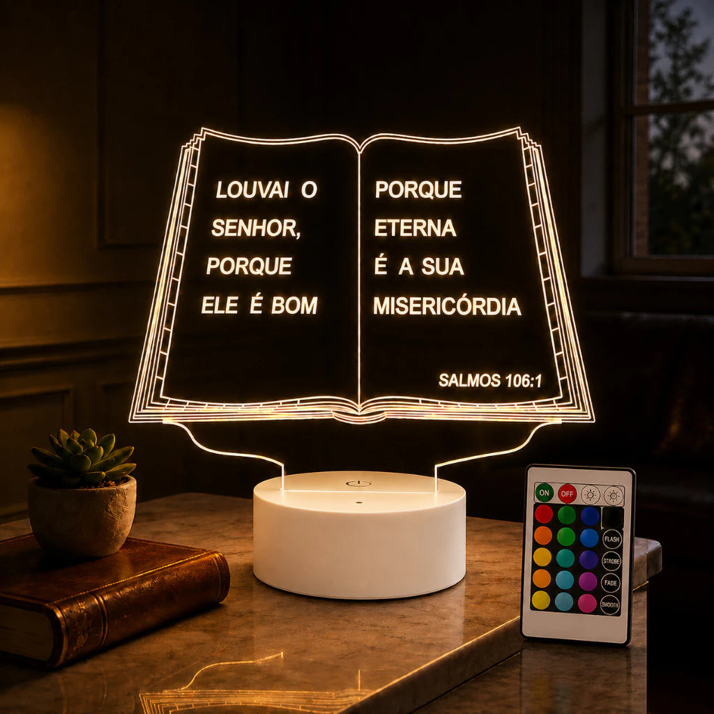 Luminária LED 3D de Bíblia - 16 Cores branco