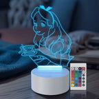 Luminária LED 3D Alice no País das Maravilhas - 16 cores preto